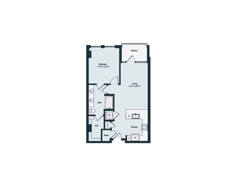 Floor plan for 1 bed, 1 bath, 774 sqft